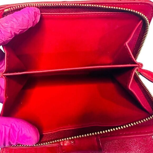 PRADA Red Ostrich Leather Zip Around Wallet Bag Cardholder with COA ~ RARE - Picture 14 of 15